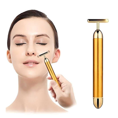 24K Gold Energy Beauty Bar Electric Vibration Facial Massage Roller