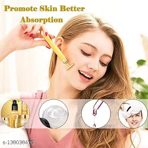 24K Gold Energy Beauty Bar Electric Vibration Facial Massage Roller